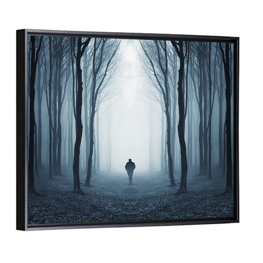 Lone Figure in Misty Forest Wall Art