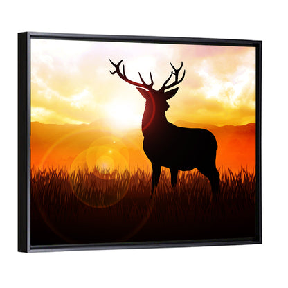 Golden Hour Deer Silhouette Wall Art