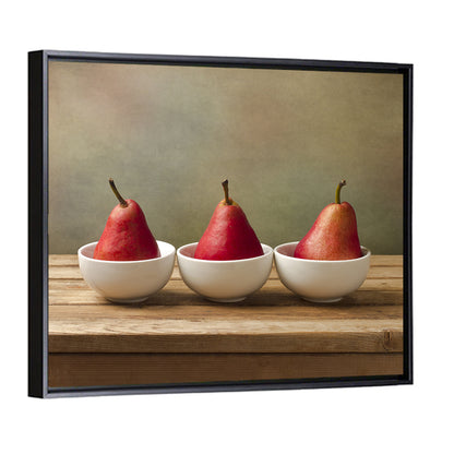 Three Red Pears in Bowls Wall Art