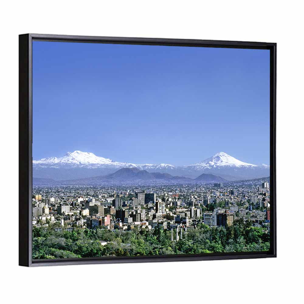 Mexico City Skyline with Volcanoes Wall Art