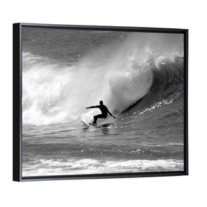 Surfing On Large Wave Wall Art