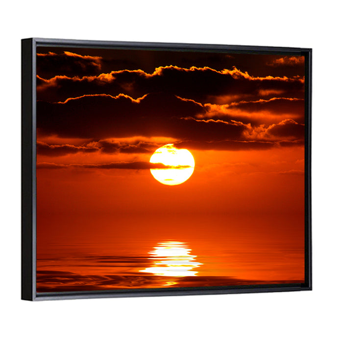 Caribbean Coast Sunset Wall Art as a framed canvas