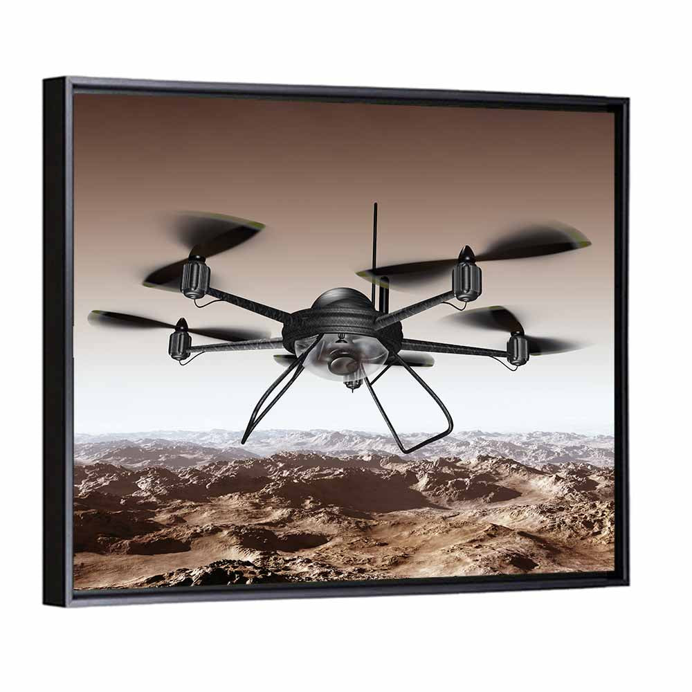 Spy Drone Over Arid Landscape Wall Art