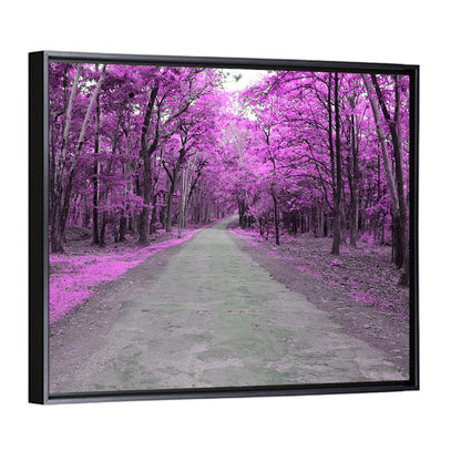 Magenta Autumn Forest Road Wall Art