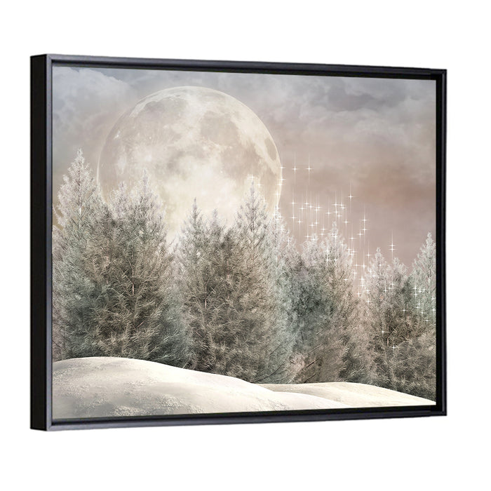 Enchanted Winter Forest Wall Art as a framed canvas