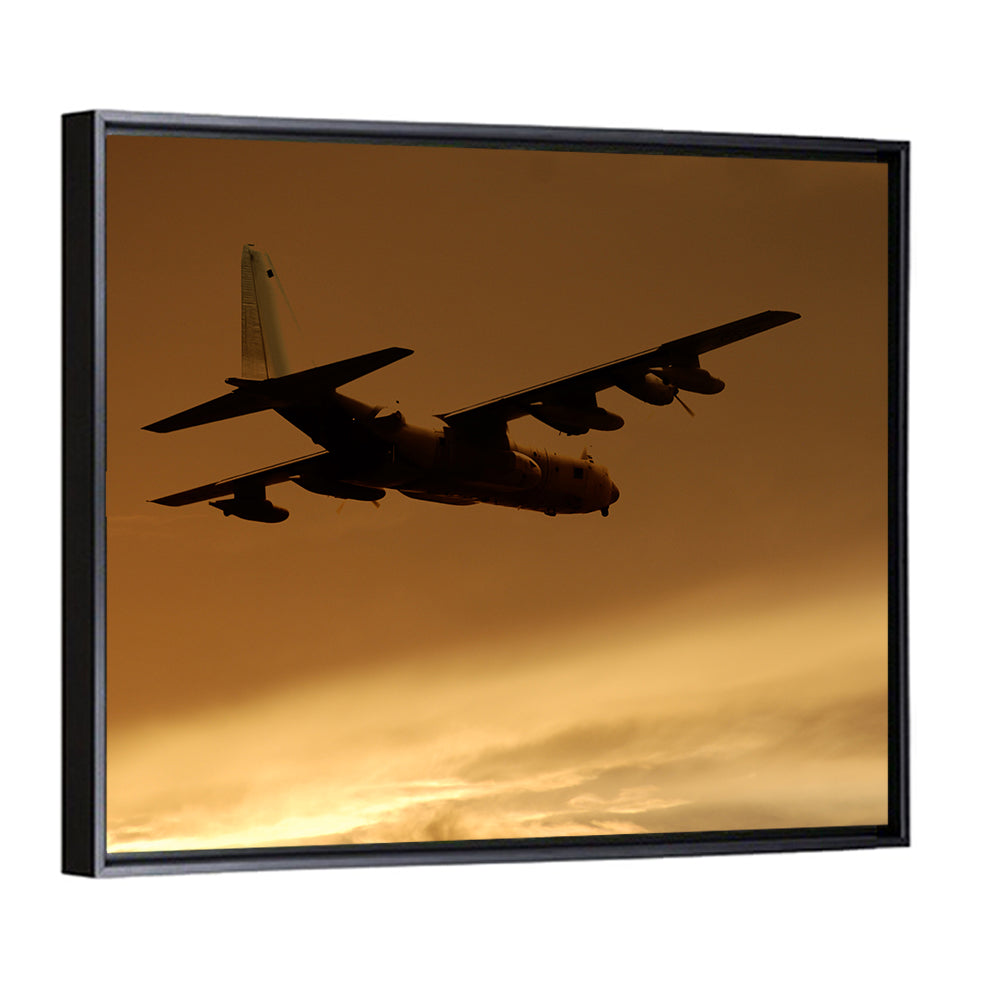 Turboprop Military Transport Silhouette Wall Art