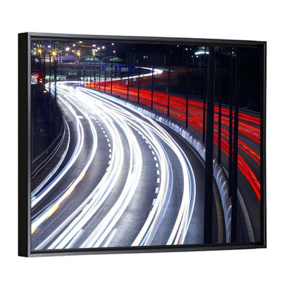 Night Highway Light Trails Wall Art
