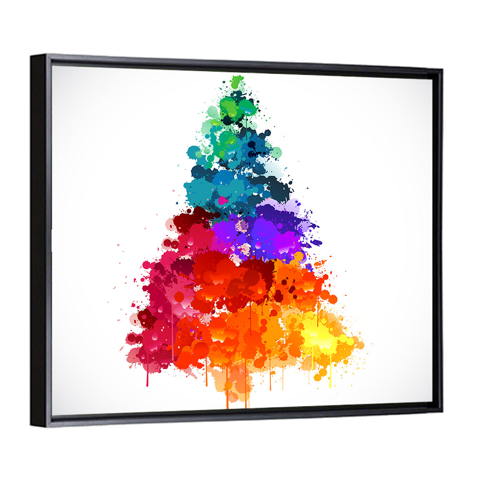 Watercolor Rainbow Christmas Tree Wall Art
