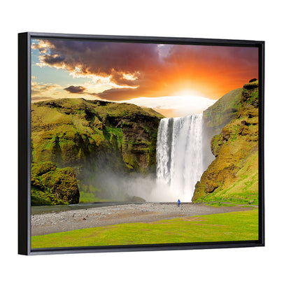 Skógafoss at Sunset Wall Art