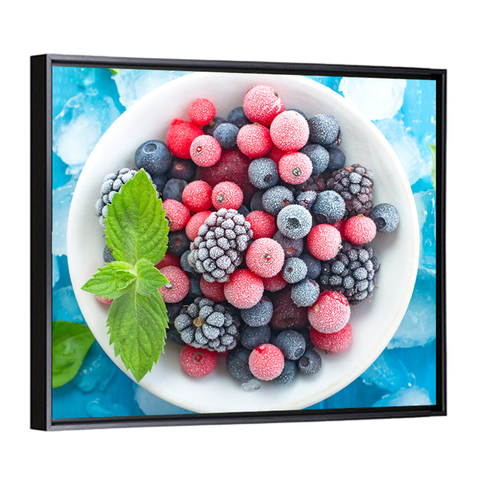 Frozen Berry Bowl Wall Art as a framed canvas