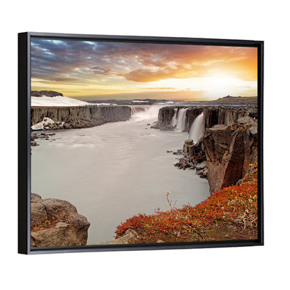 Selfoss Waterfall at Sunset Wall Art