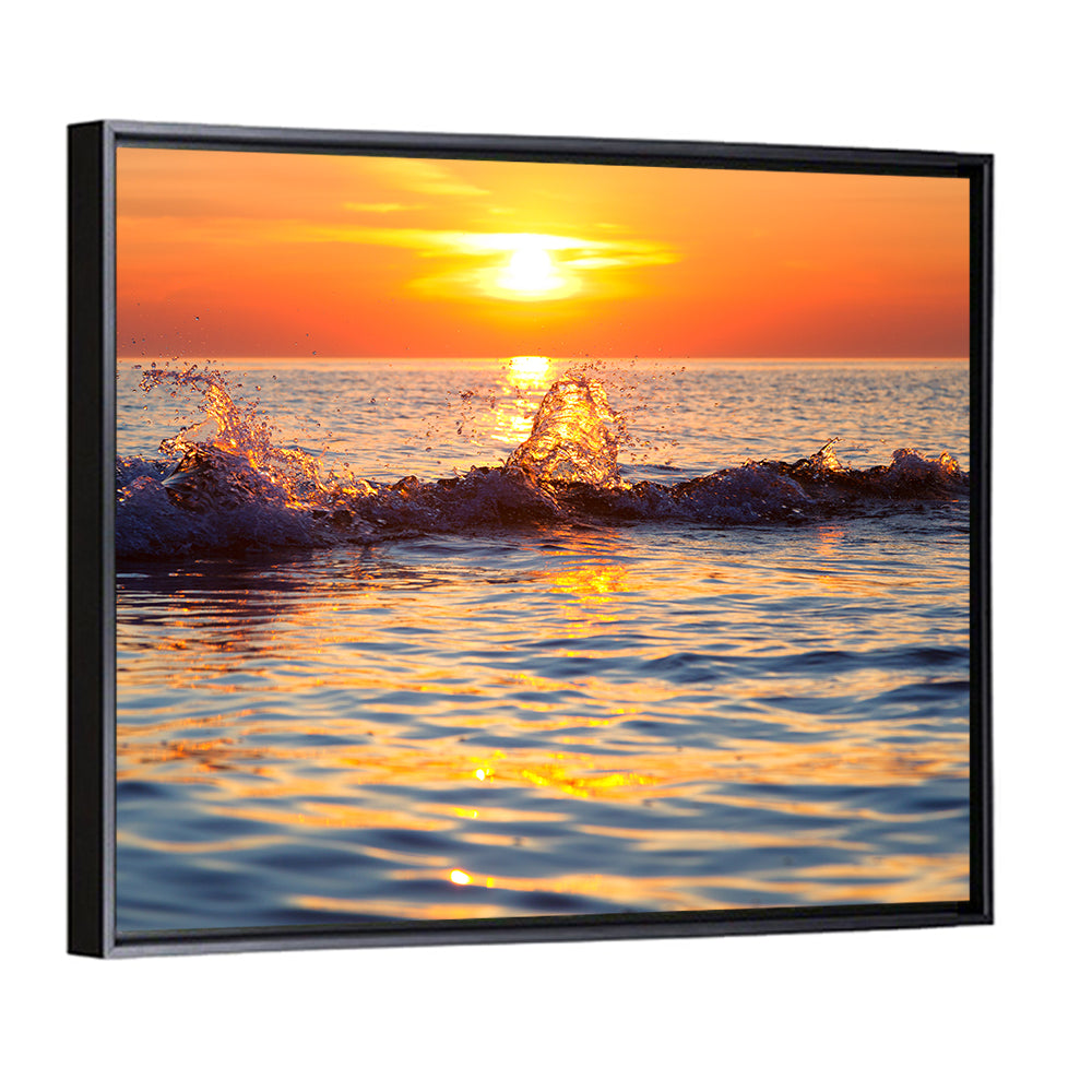 Lake Michigan Sunset Waves Wall Art