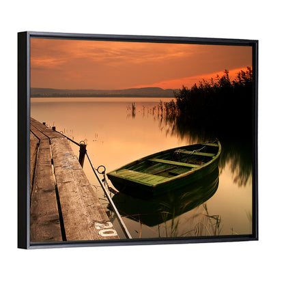 Pier and Rowboat on Lake Balaton Wall Art