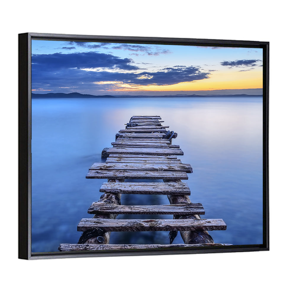 Weathered Lake Pier at Dusk Wall Art