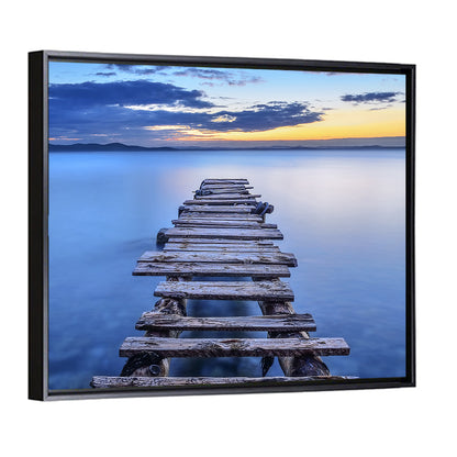 Weathered Lake Pier at Dusk Wall Art
