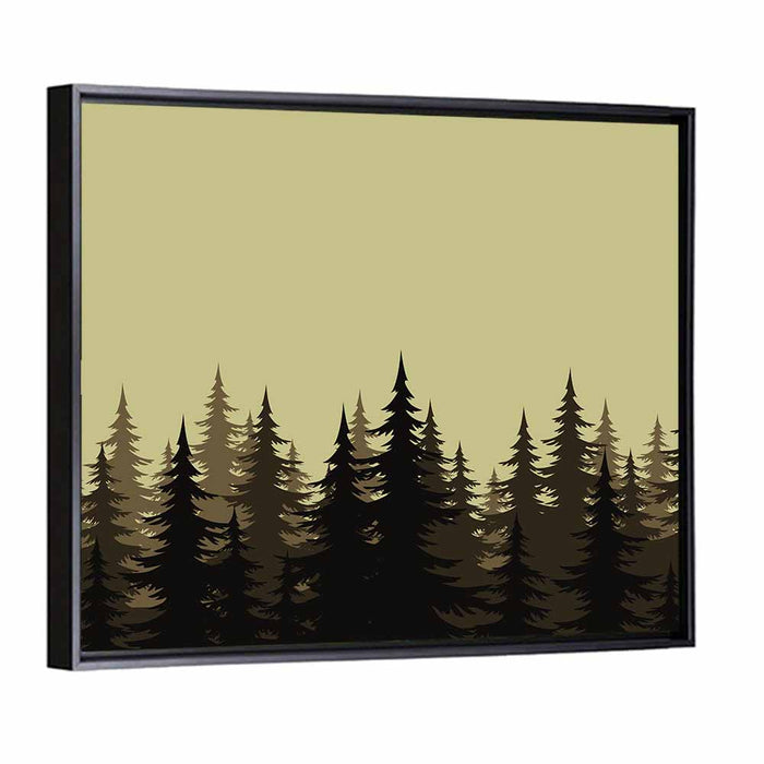 Fir Tree Silhouettes Wall Art as a framed canvas