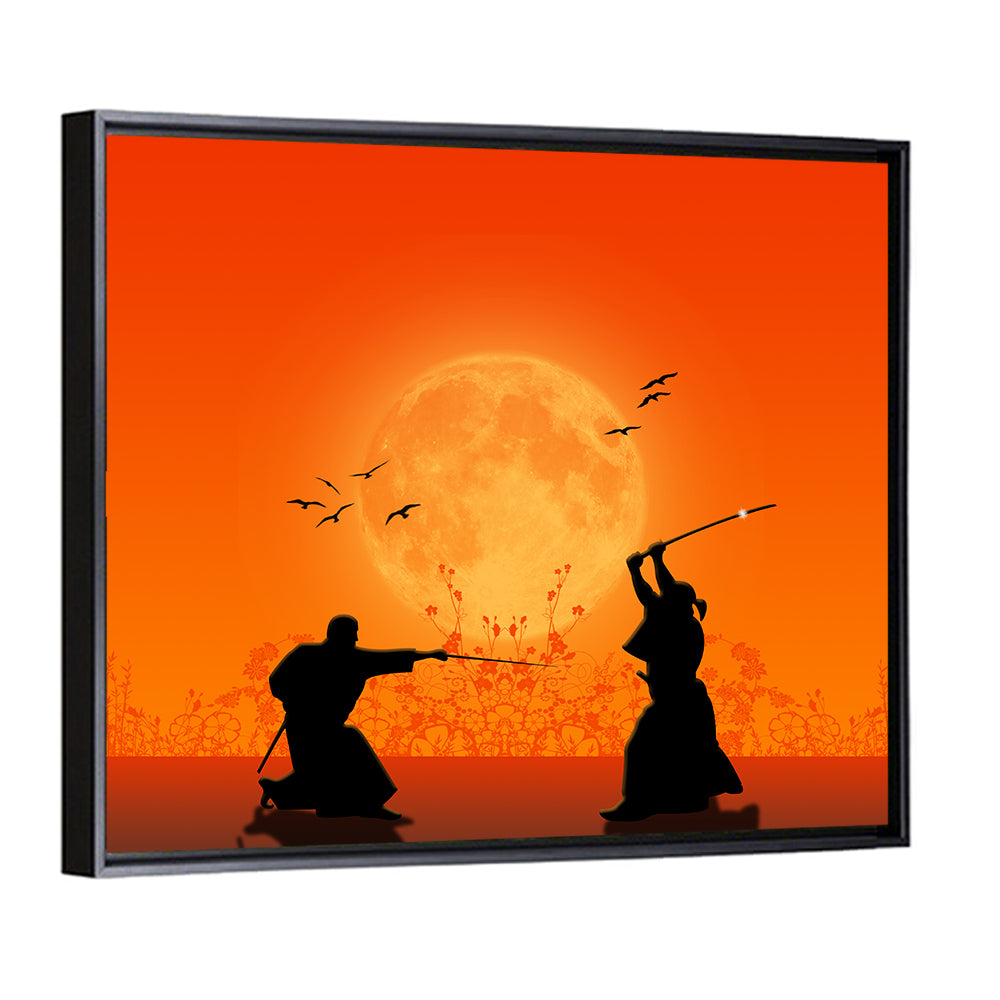 Moonlit Samurai Duel Wall Art