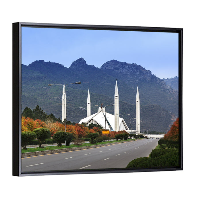 Faisal Mosque Islamabad Wall Art as a framed canvas