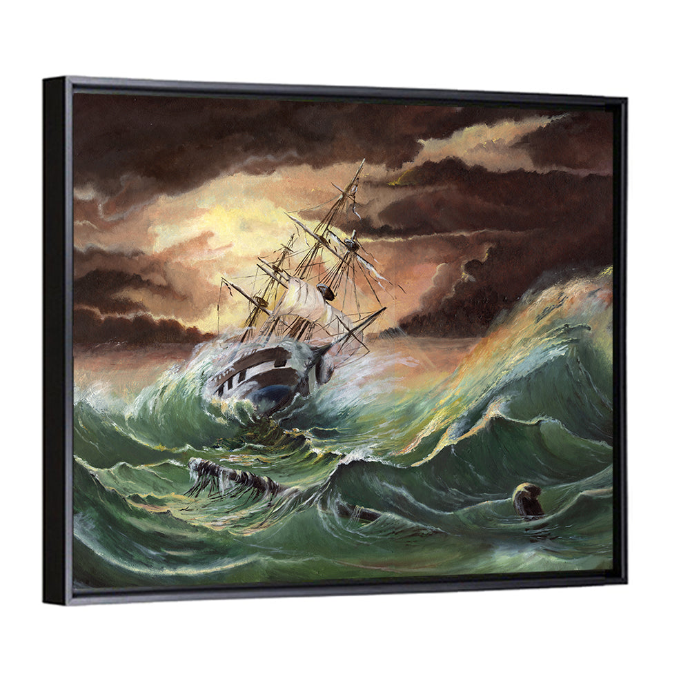 Ship in a Sea Storm Wall Art