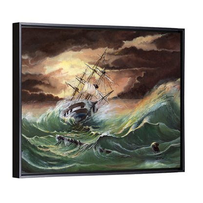 Ship in a Sea Storm Wall Art