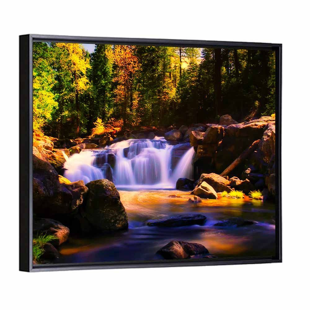 Autumn Mountain Waterfall Wall Art