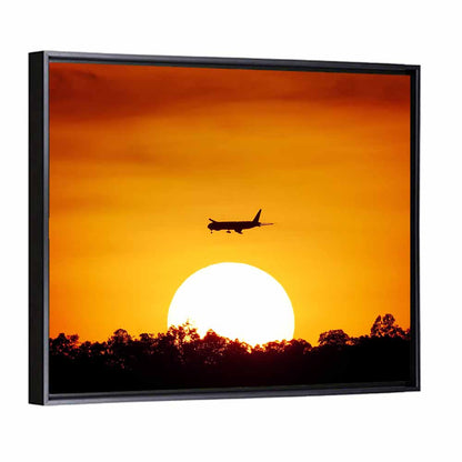 Airplane Silhouette at Sunset Wall Art