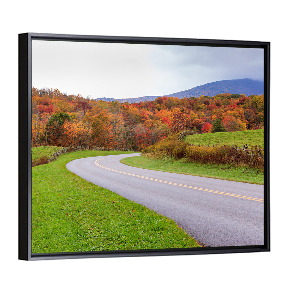 Curving Road Through Autumn Meadow Wall Art