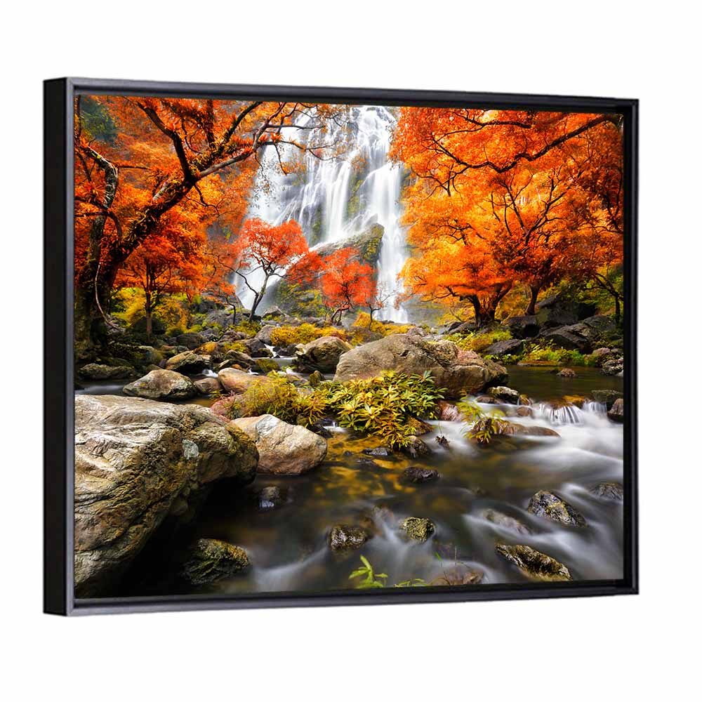 Autumn Forest Waterfall Wall Art