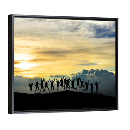 Golden Team Silhouettes at Sunset Wall Art