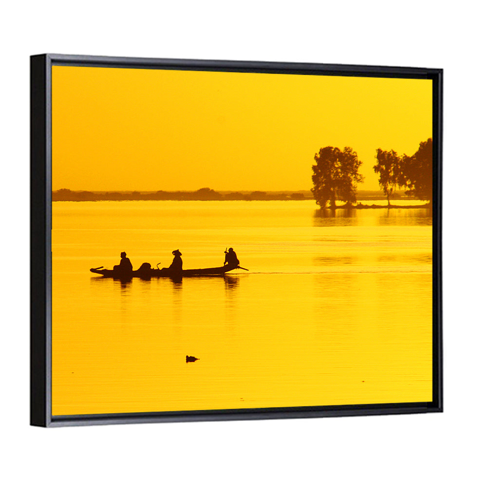 Pirogue at Golden Dusk Wall Art