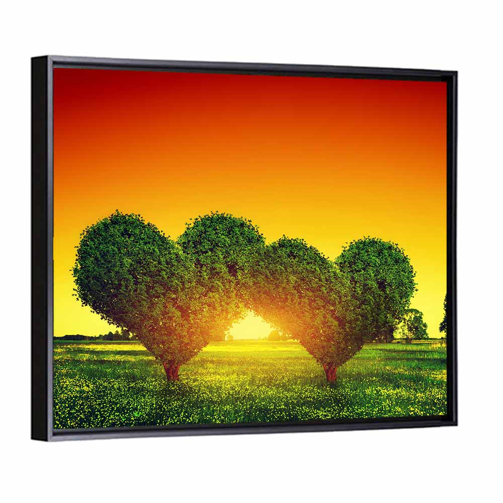 Heart Trees at Golden Sunset Wall Art