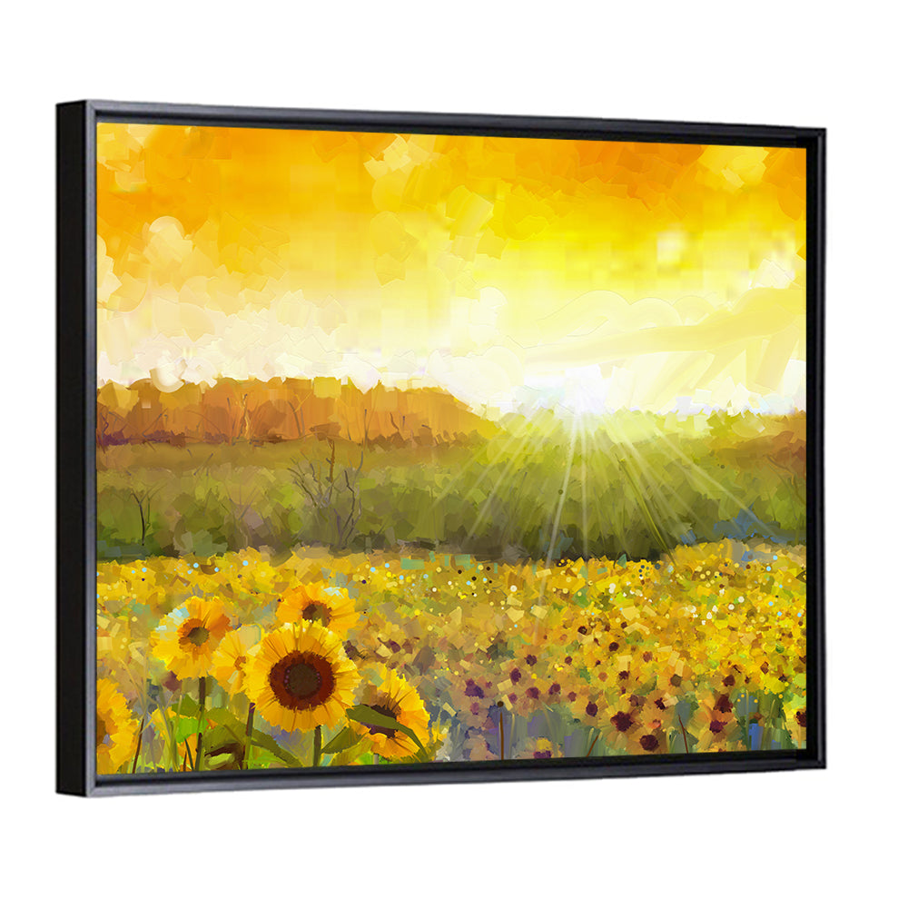 Sunburst Sunflowers Abstract Wall Art