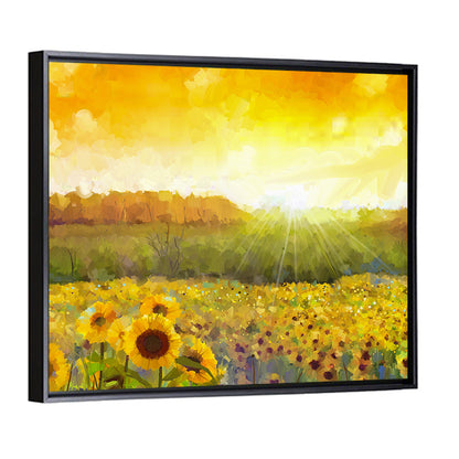 Sunburst Sunflowers Abstract Wall Art