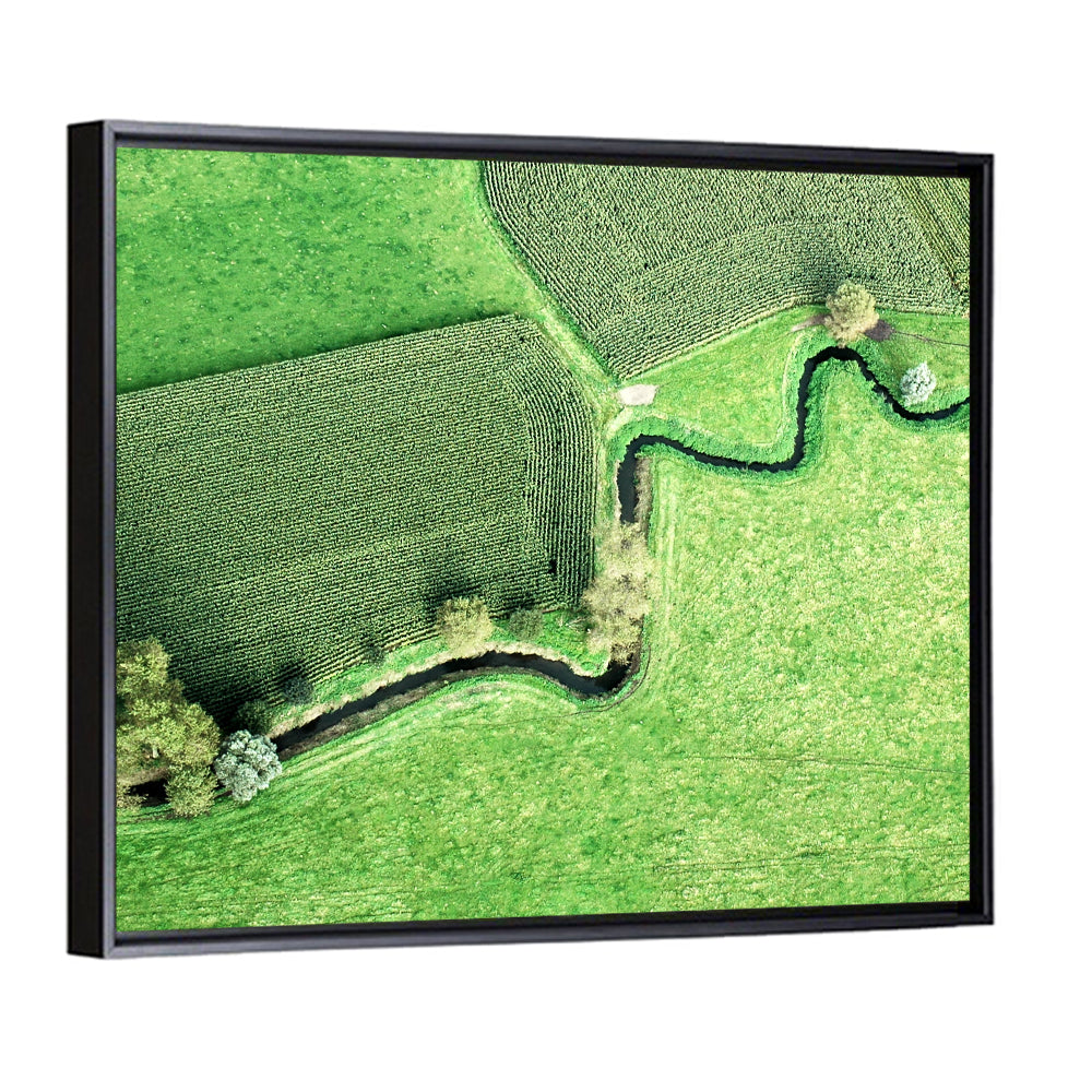 Meandering Stream Over Farmland Wall Art