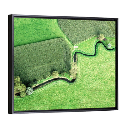 Meandering Stream Over Farmland Wall Art