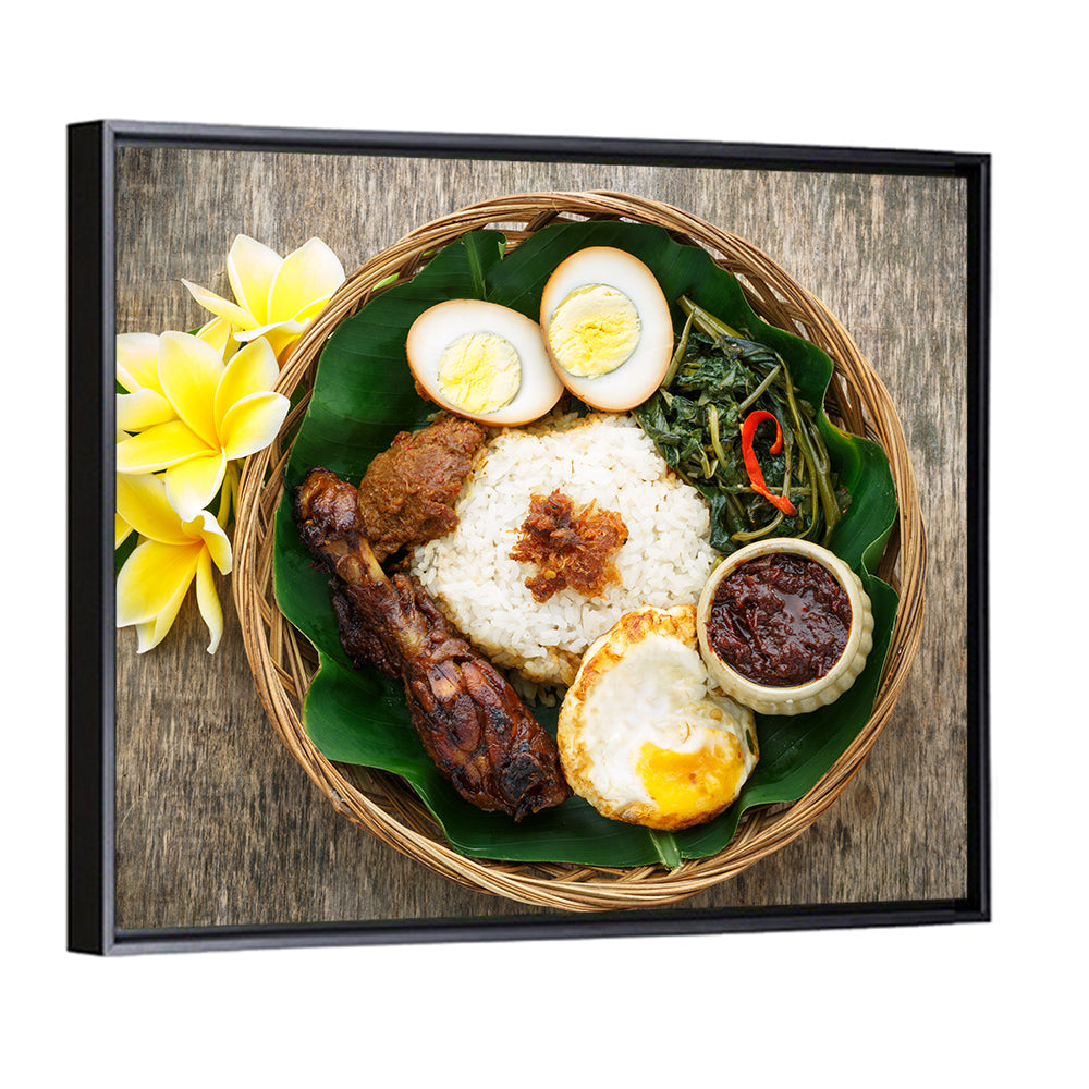 Nasi Campur in Woven Basket Wall Art