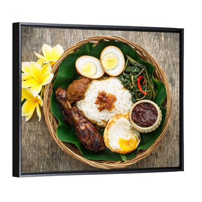 Nasi Campur in Woven Basket Wall Art