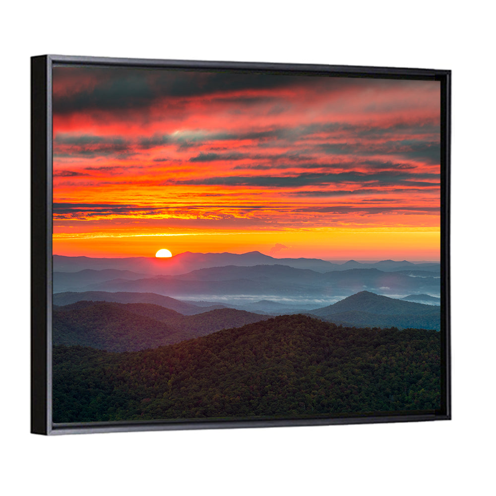 Blue Ridge Sunrise Over Misty Ridges Wall Art