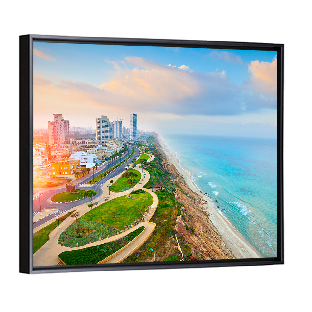 Netanya Coastline at Golden Hour Wall Art