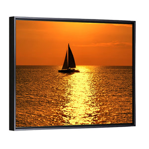 Yacht At Sunset Wall Art