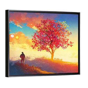 Tree and Man in Autumn Wall Art