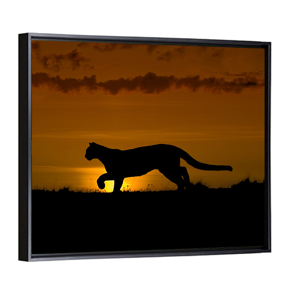 Cougar Silhouette at Sunset Wall Art