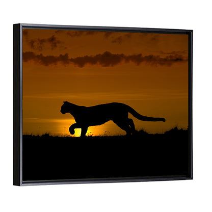 Cougar Silhouette at Sunset Wall Art