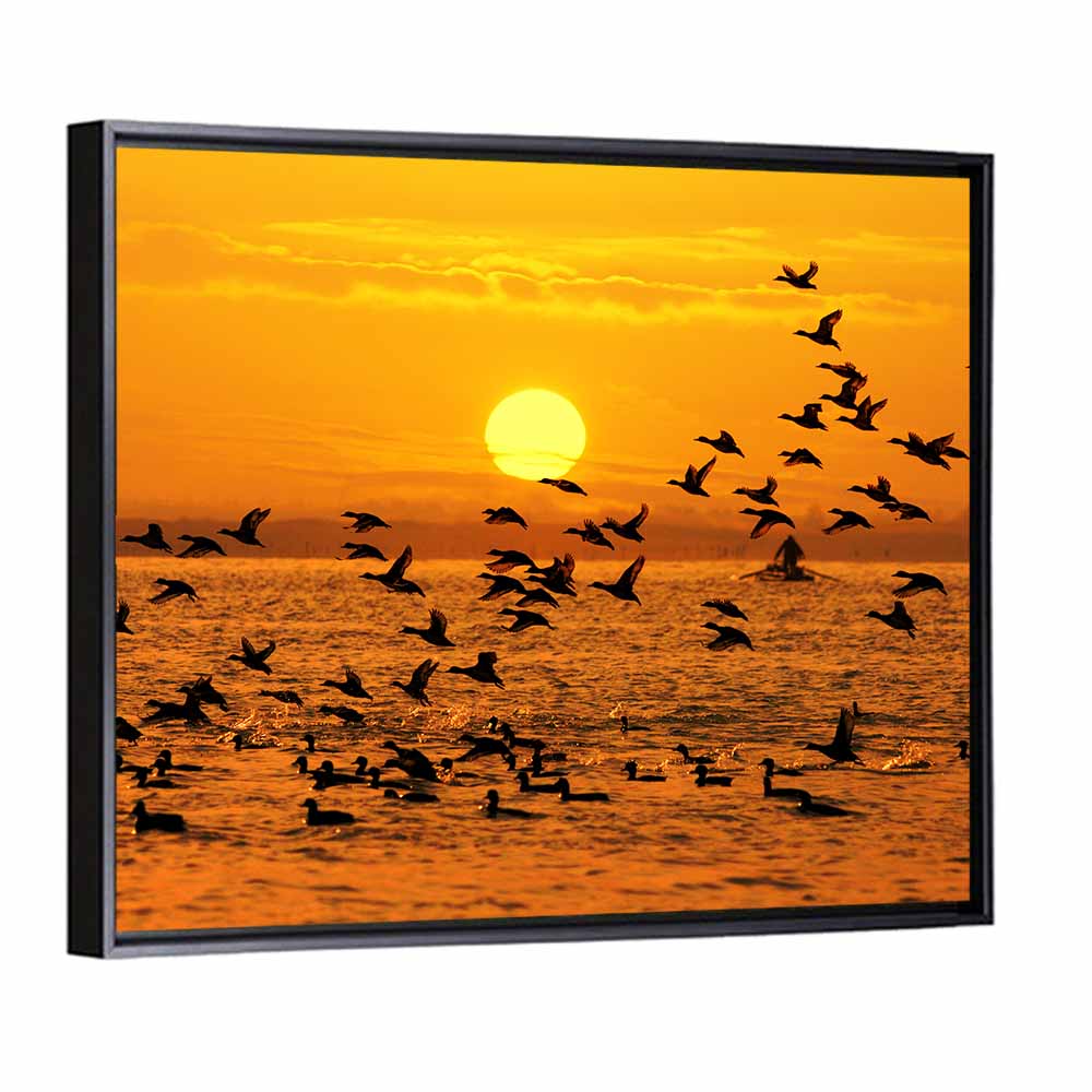 Golden Flock at Sunset Wall Art