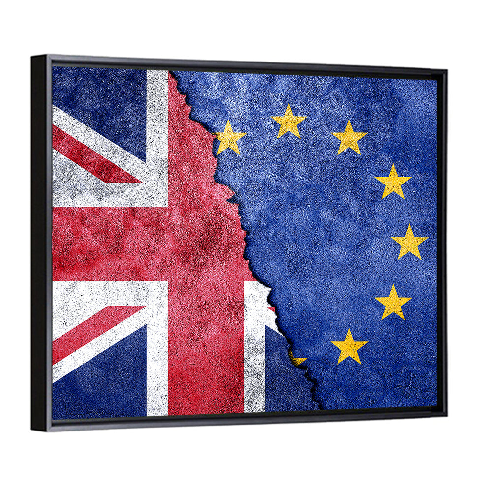 Divided Union Jack and Eu Flag Wall Art
