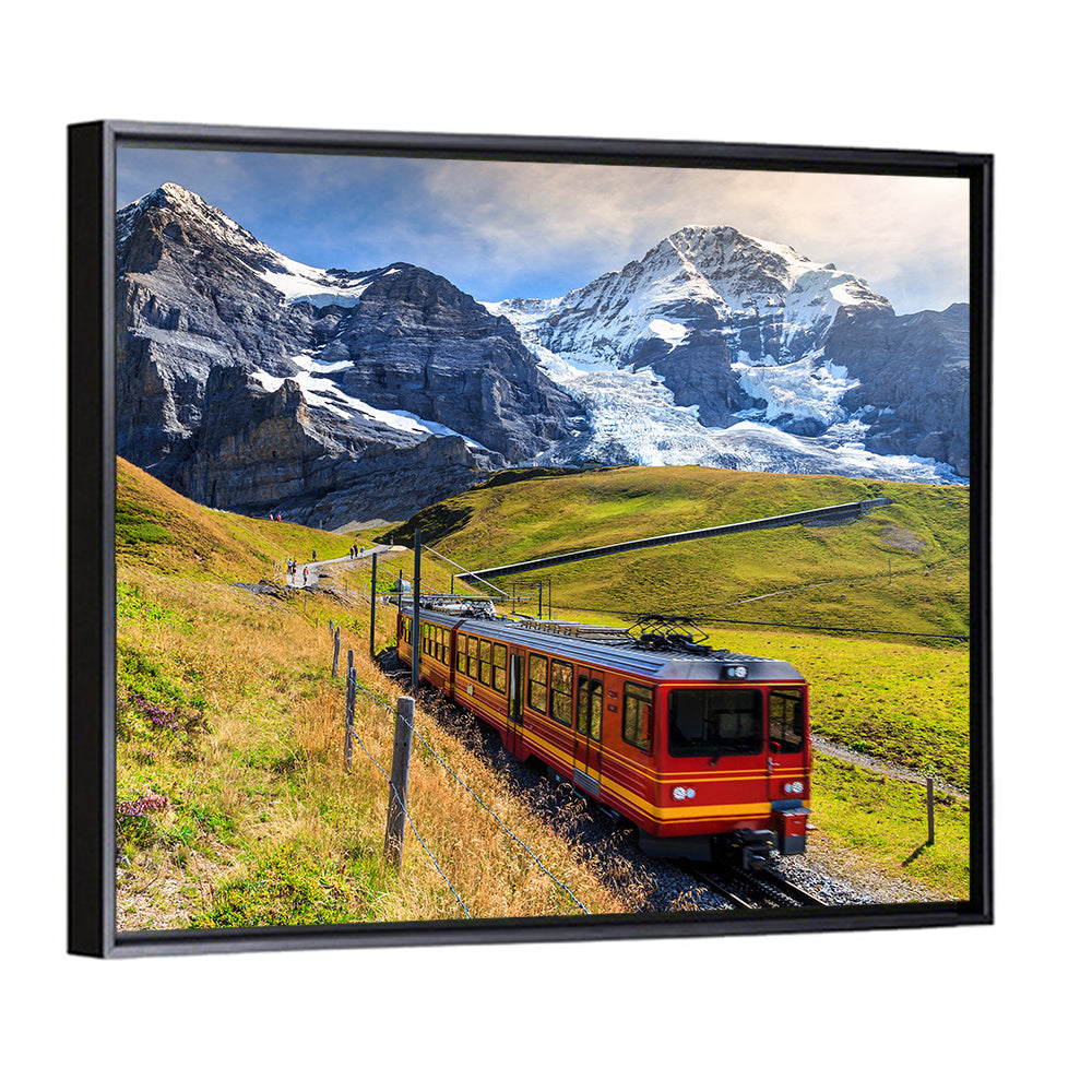 Red Alpine Train at Eiger Wall Art