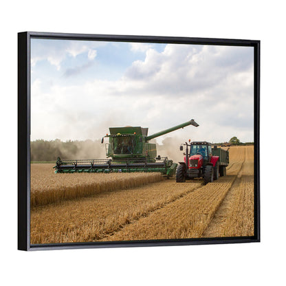 Wheat Harvest with Combine and Tractor Wall Art