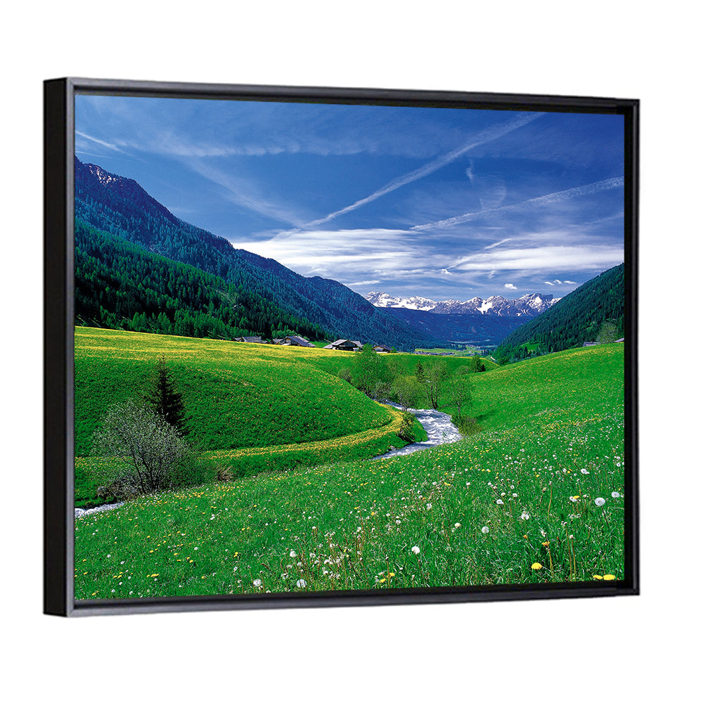 Snow-capped Peaks and Floral Meadow Wall Art
