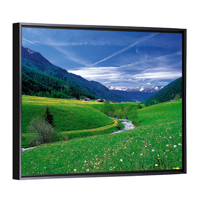 Snow-capped Peaks and Floral Meadow Wall Art