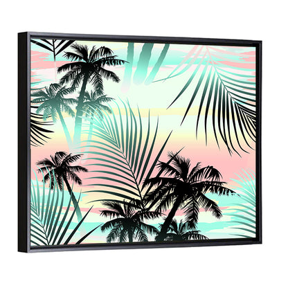 Tropical Palm Stripe Pattern Wall Art